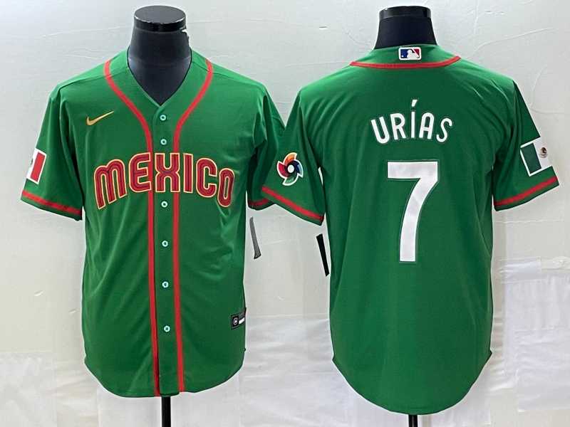 Mens Mexico Baseball #7 Julio Urias 2023 Green World Classic Stitched Jersey1->2023 world baseball classic->MLB Jersey